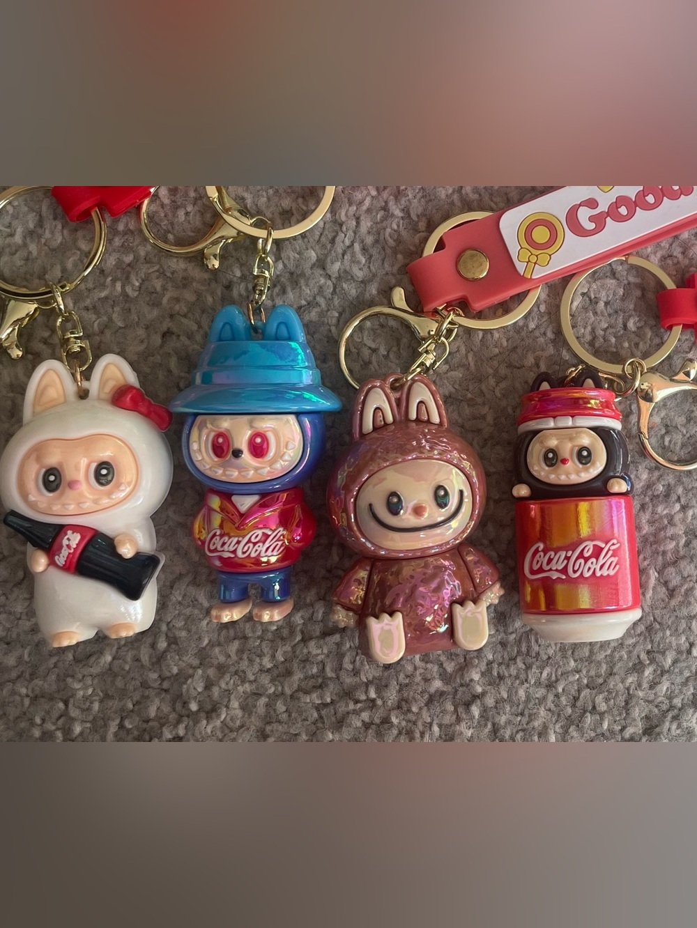 Coca-Cola Cute Character Keychain in Red, Blue, White, Pink